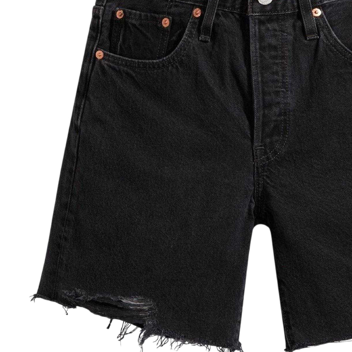 Black - Side - Levis Womens-Ladies 501 Mid Thigh Shorts