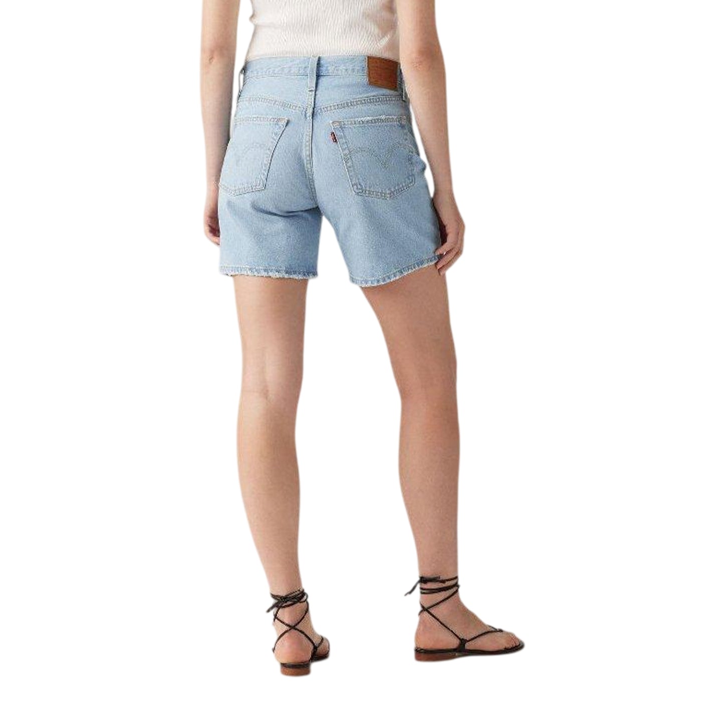 Blue - Back - Levis Womens-Ladies 501 Mid Thigh Shorts