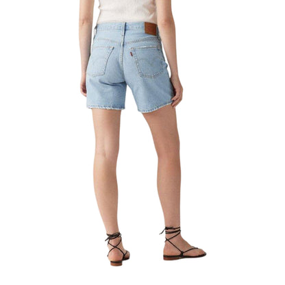 Blue - Back - Levis Womens-Ladies 501 Mid Thigh Shorts