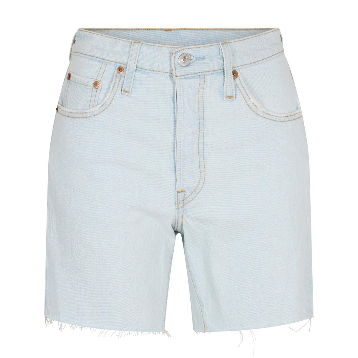 Light Blue - Front - Levis Womens-Ladies 501 Mid Thigh Shorts