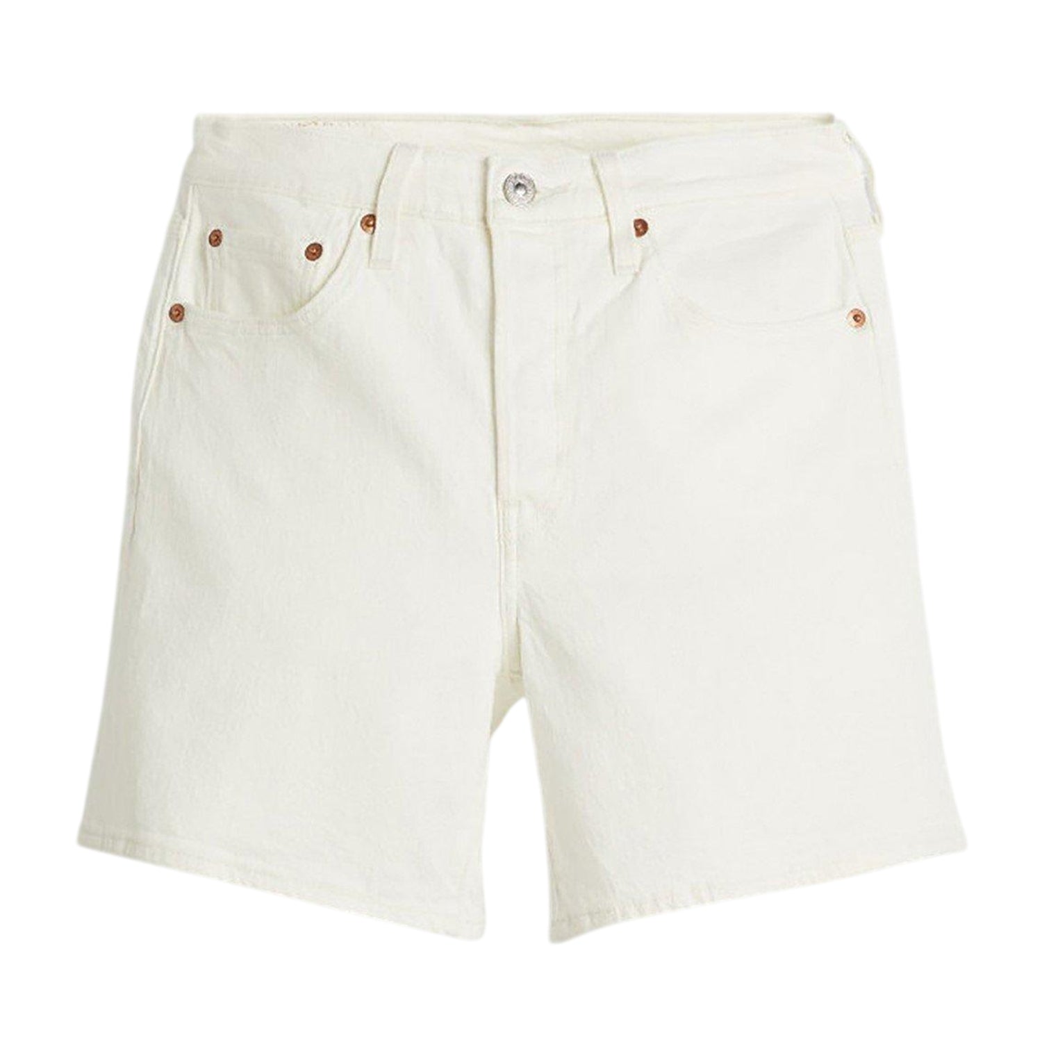 White - Front - Levis Womens-Ladies 501 Mid Thigh Shorts