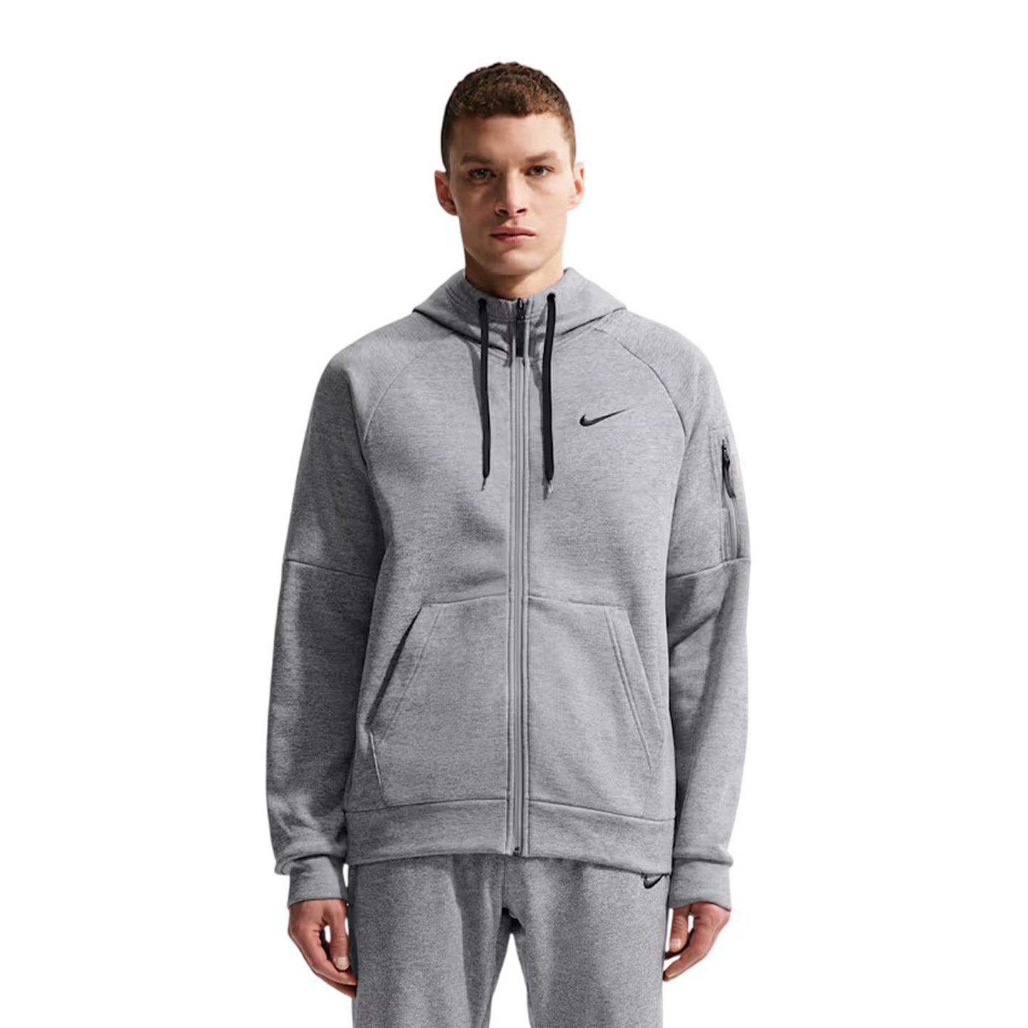 Grey - Front - Nike Mens Dri-FIT Training Full Zip Hoodie
