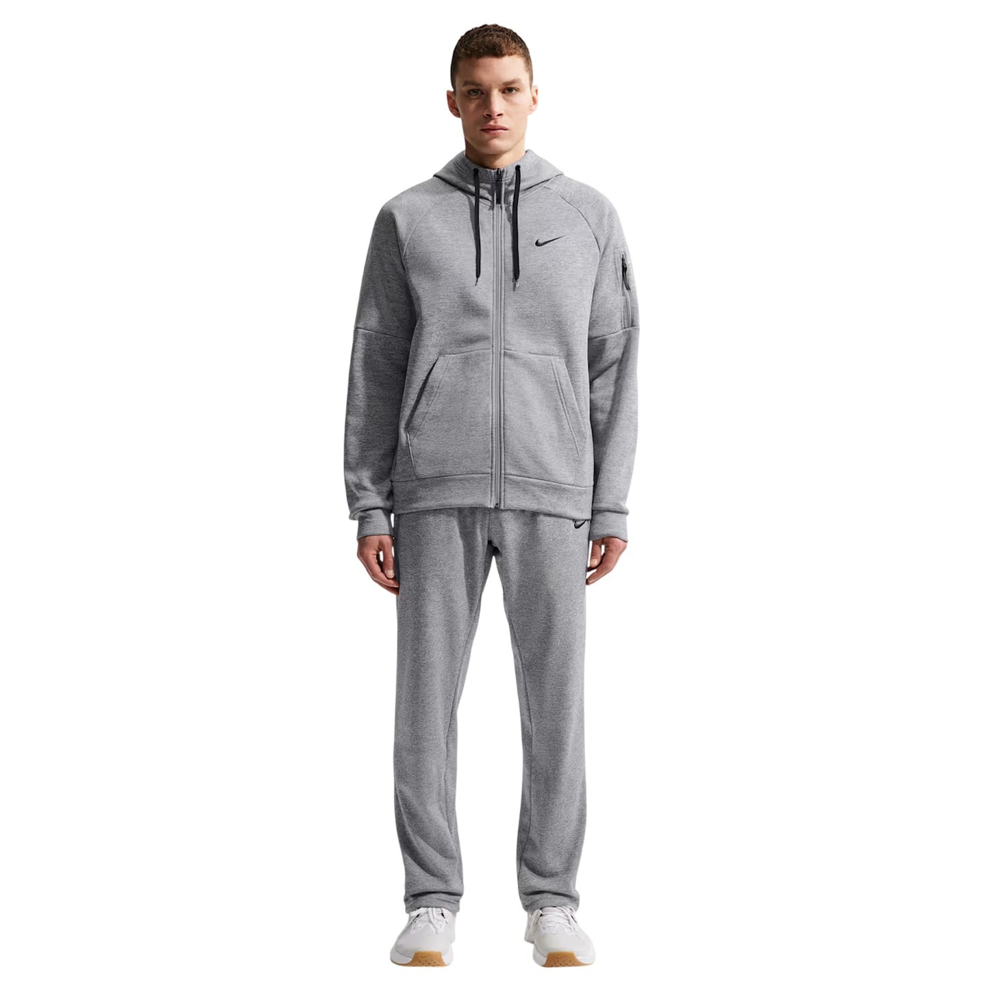 Grey - Side - Nike Mens Dri-FIT Training Full Zip Hoodie