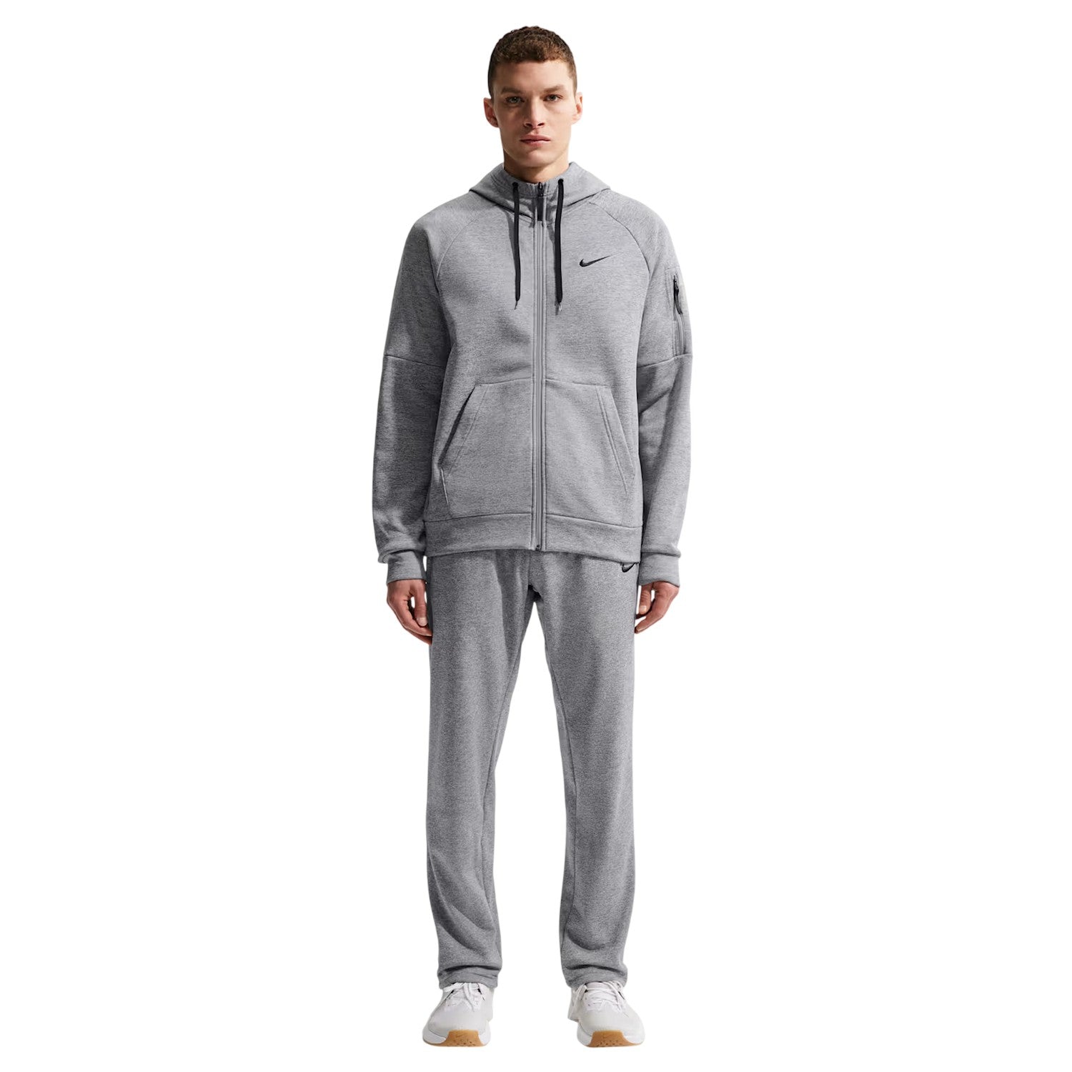 Grey - Side - Nike Mens Dri-FIT Training Full Zip Hoodie