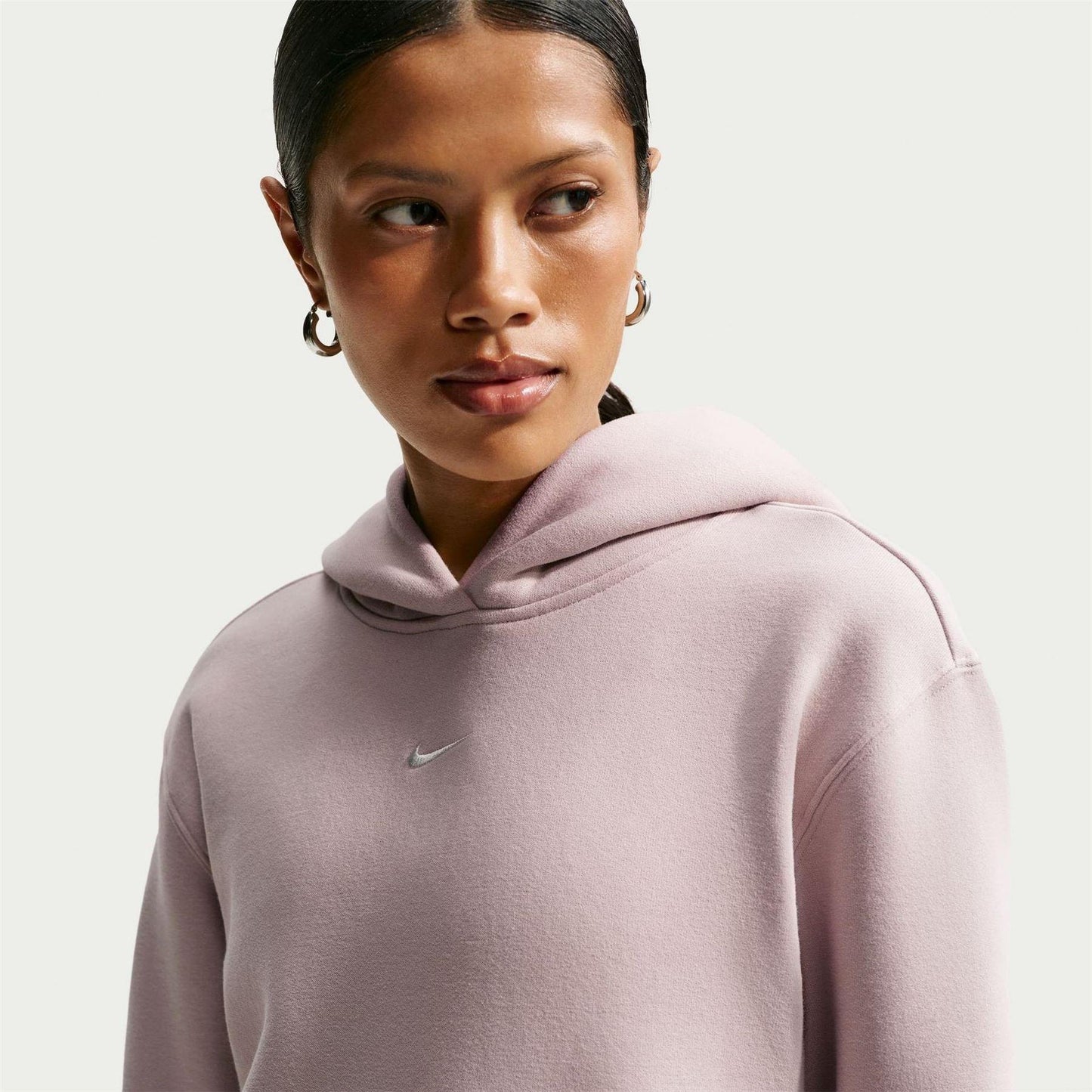 Cream - Side - Nike Womens-Ladies Phoenix Fleece Pull Over Hoodie