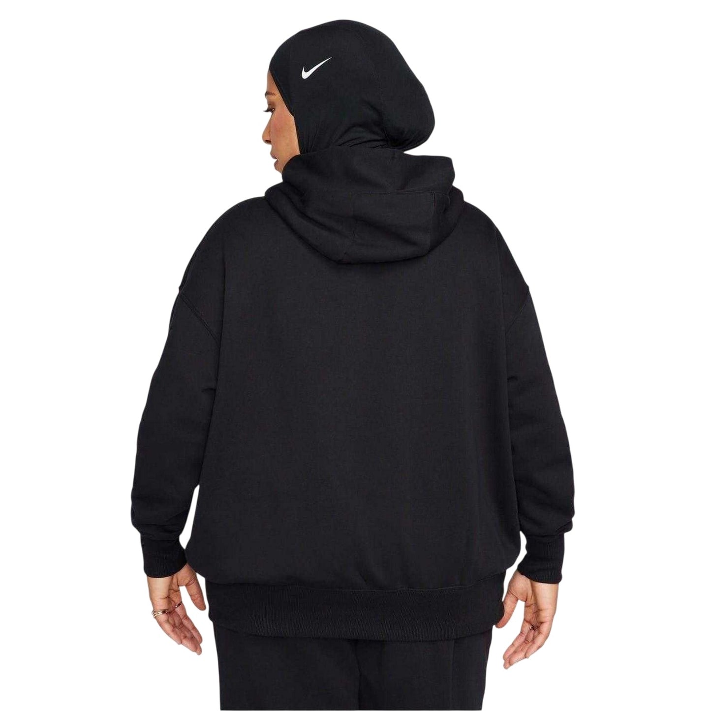 Black-White - Back - Nike Womens-Ladies Phoenix Fleece Pull Over Oversized Hoodie