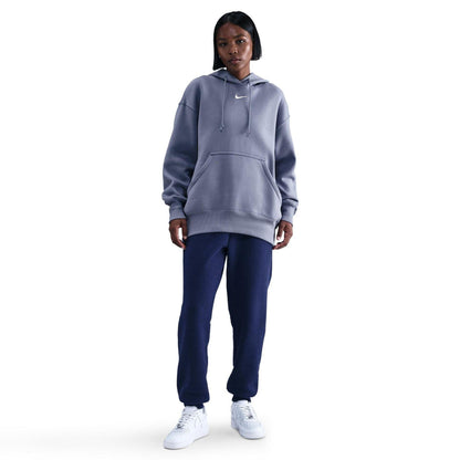 Indigo - Side - Nike Womens-Ladies Phoenix Fleece Pull Over Oversized Hoodie