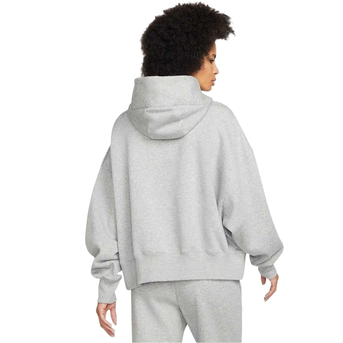 Grey Heather-White - Back - Nike Womens-Ladies Phoenix Fleece Pull Over Oversized Hoodie
