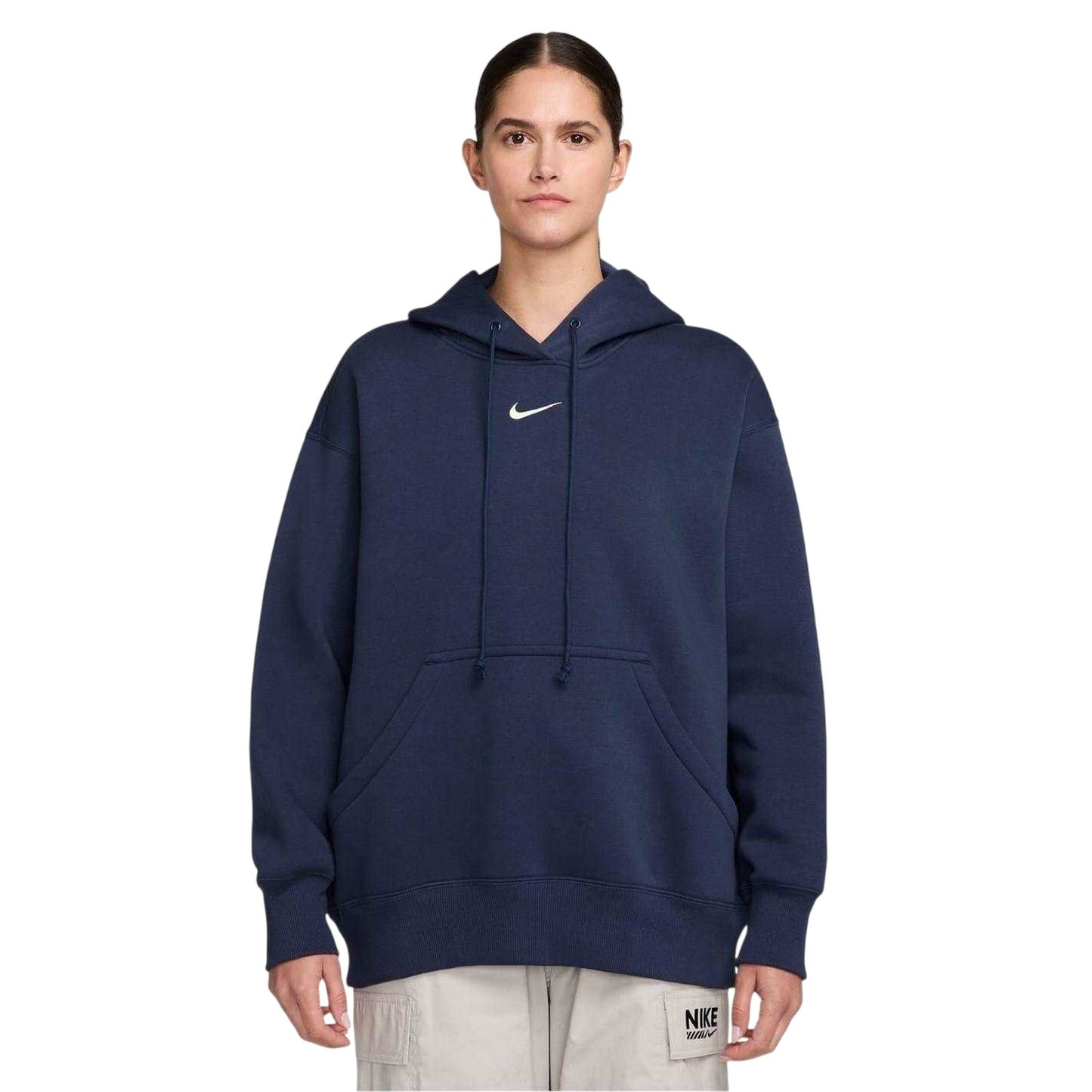 Midnight Navy - Front - Nike Womens-Ladies Phoenix Fleece Pull Over Oversized Hoodie