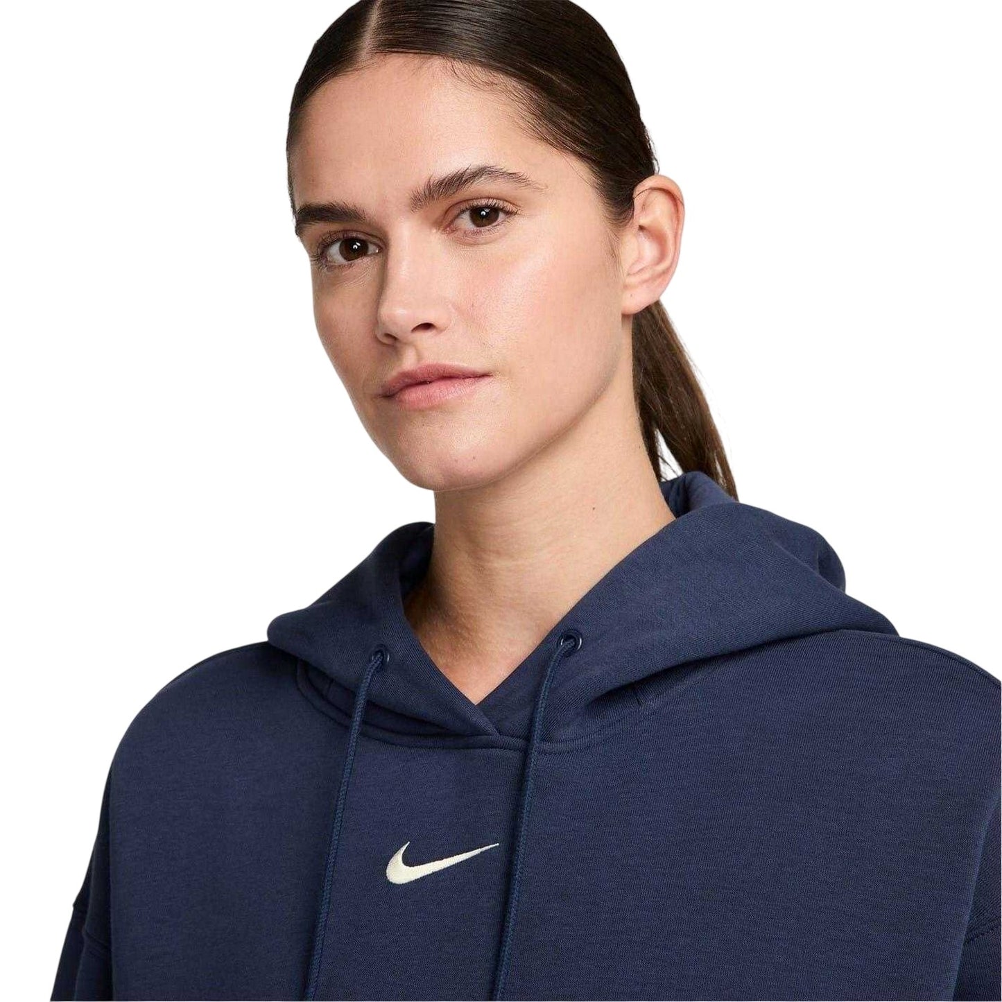 Midnight Navy - Side - Nike Womens-Ladies Phoenix Fleece Pull Over Oversized Hoodie