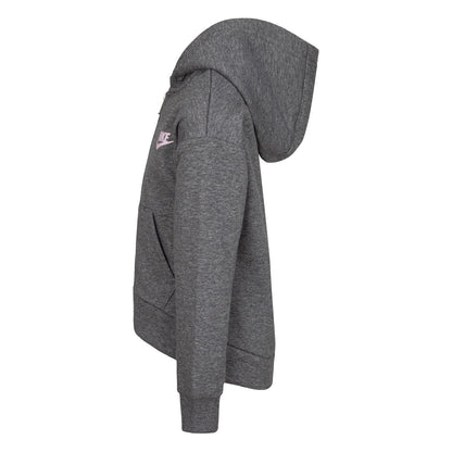 Carbon Heather - Pack Shot - Nike Childrens-Kids Embroidered Logo Cotton Full Zip Hoodie