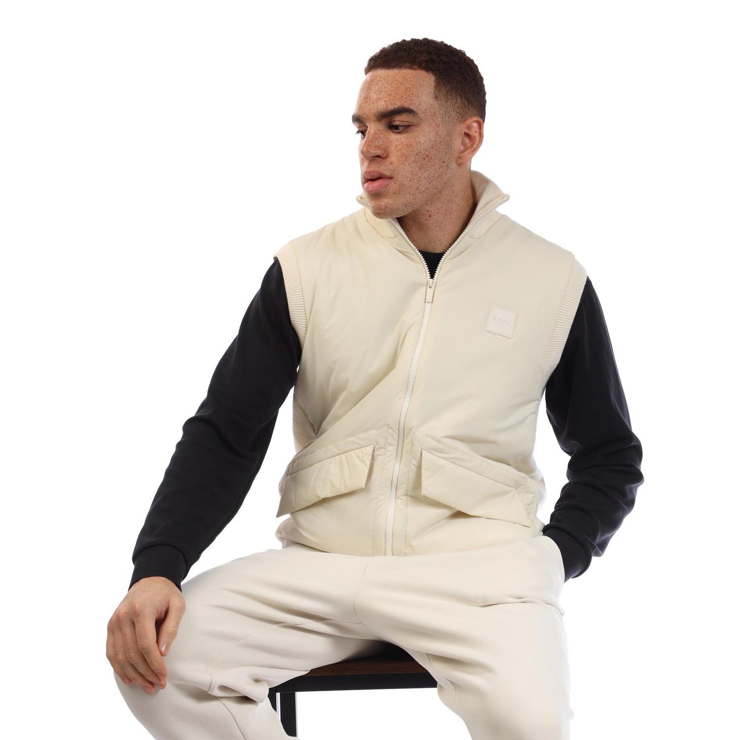 White - Pack Shot - Boss Mens Flap Pocket Gilet