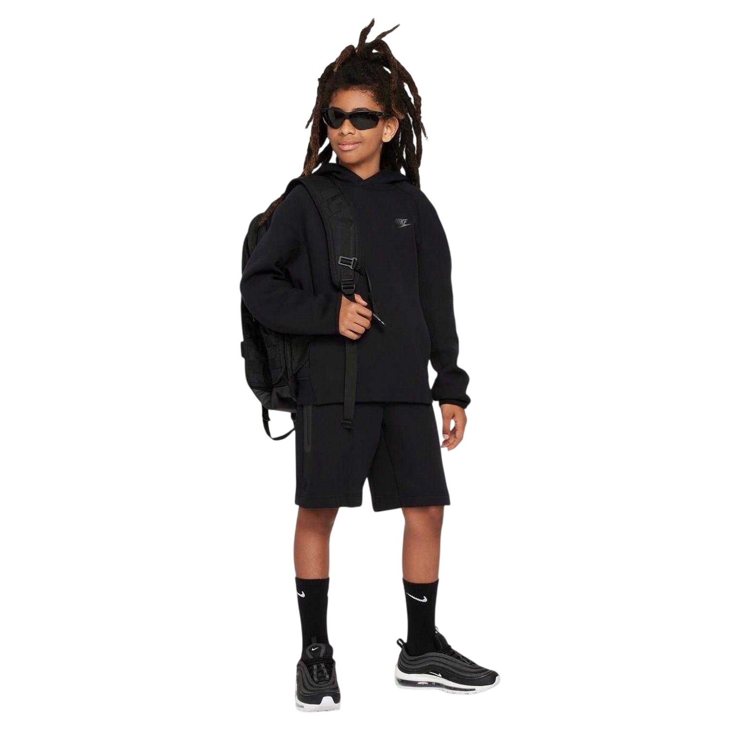 Black - Pack Shot - Nike Childrens-Kids Sportswear Tech Fleece Hoodie