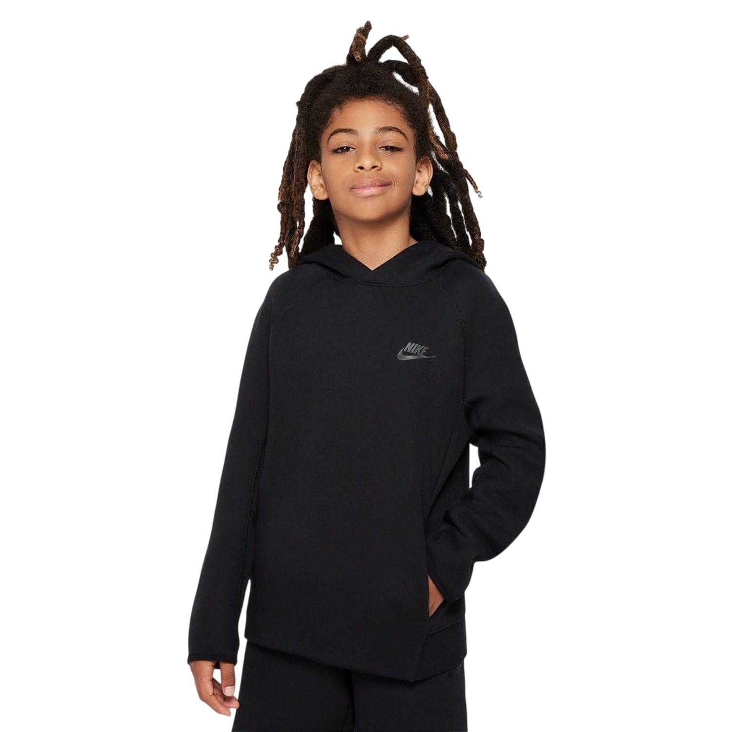 Black - Front - Nike Childrens-Kids Sportswear Tech Fleece Hoodie