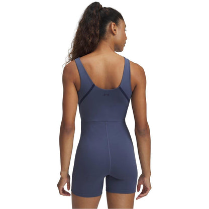 Grey - Back - Under Armour Womens-Ladies Motion Performance Bodysuit