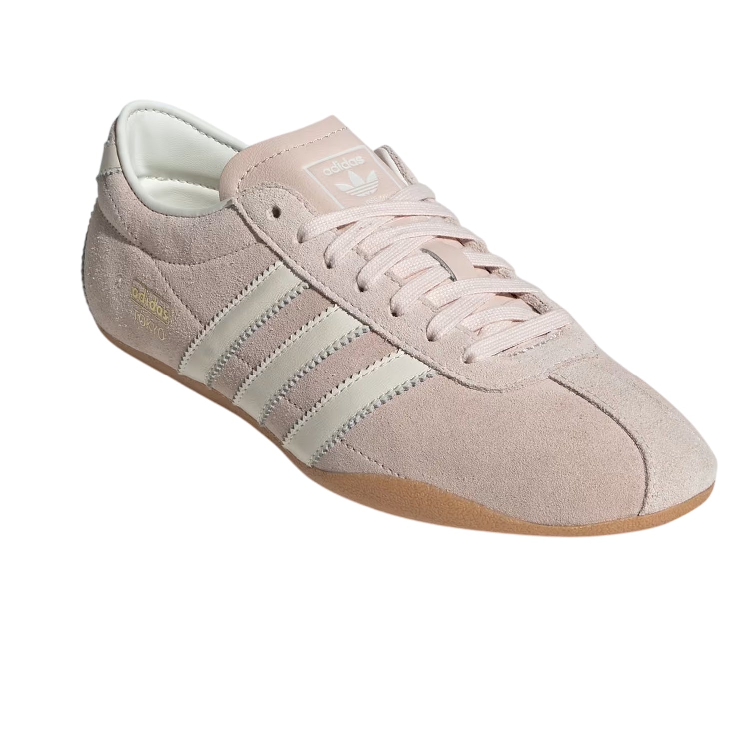 Quartz - Pack Shot - Adidas Womens-Ladies Tokyo 3 Stripes Leather Low Cut Trainers