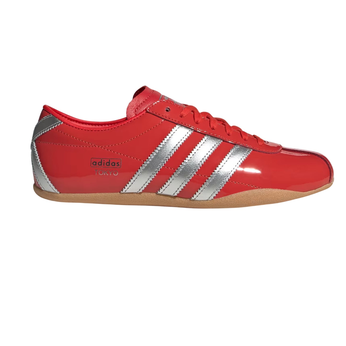 Red - Front - Adidas Womens-Ladies Tokyo 3 Stripes Leather Low Cut Trainers