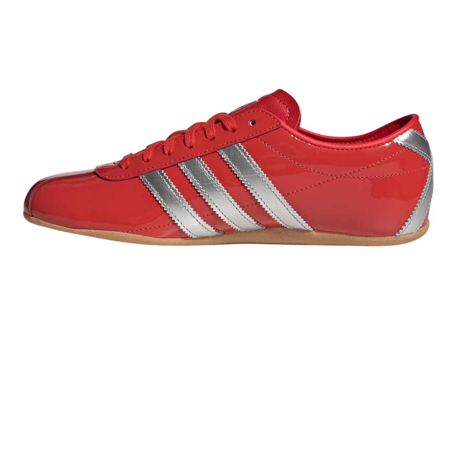 Red - Side - Adidas Womens-Ladies Tokyo 3 Stripes Leather Low Cut Trainers