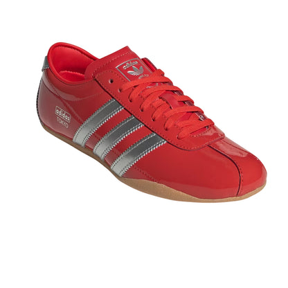 Red - Pack Shot - Adidas Womens-Ladies Tokyo 3 Stripes Leather Low Cut Trainers