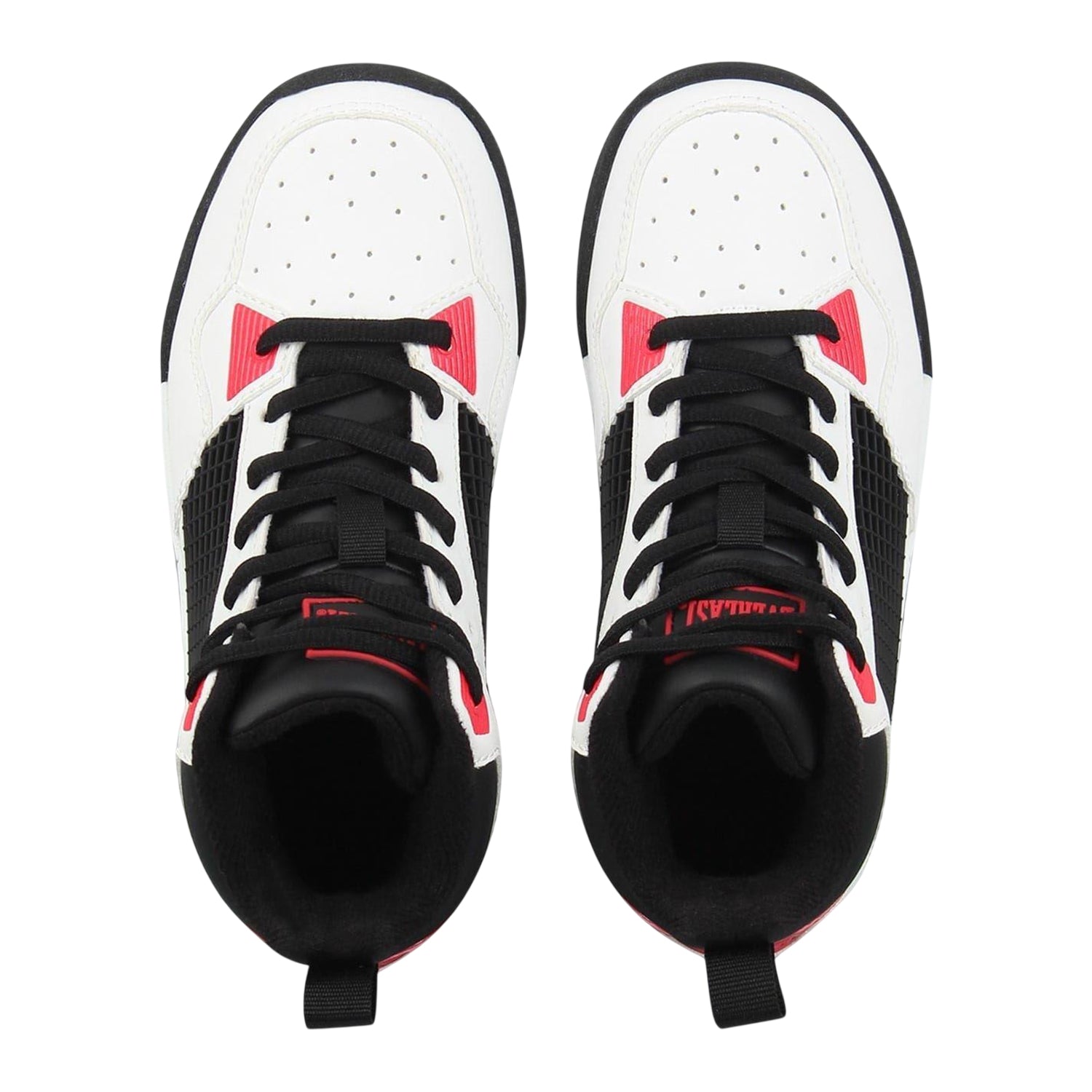White-Black-Red - Side - Everlast Mens Layup Canvas High Top Trainers