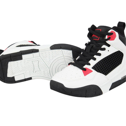 White-Black-Red - Lifestyle - Everlast Mens Layup Canvas High Top Trainers