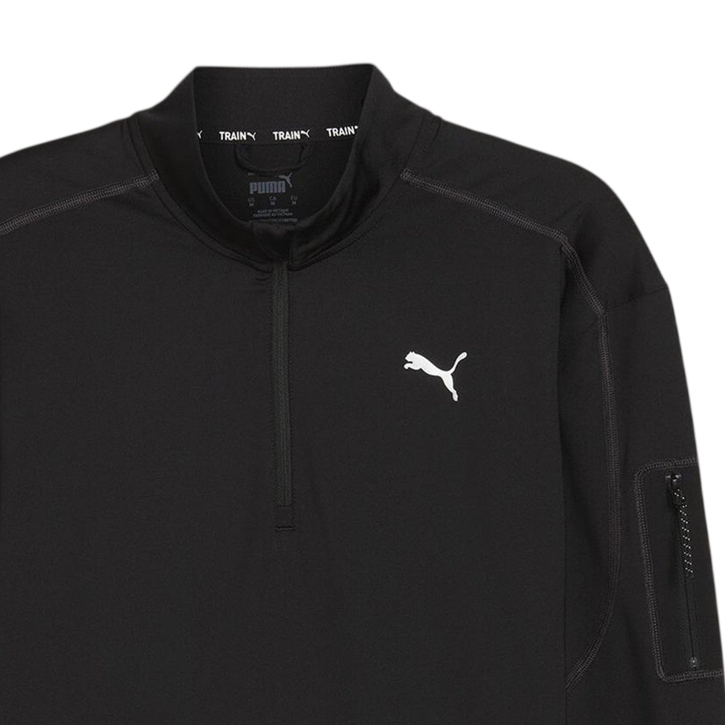Black - Side - Puma Mens Cloudspun Quarter Zip Long-Sleeved Top