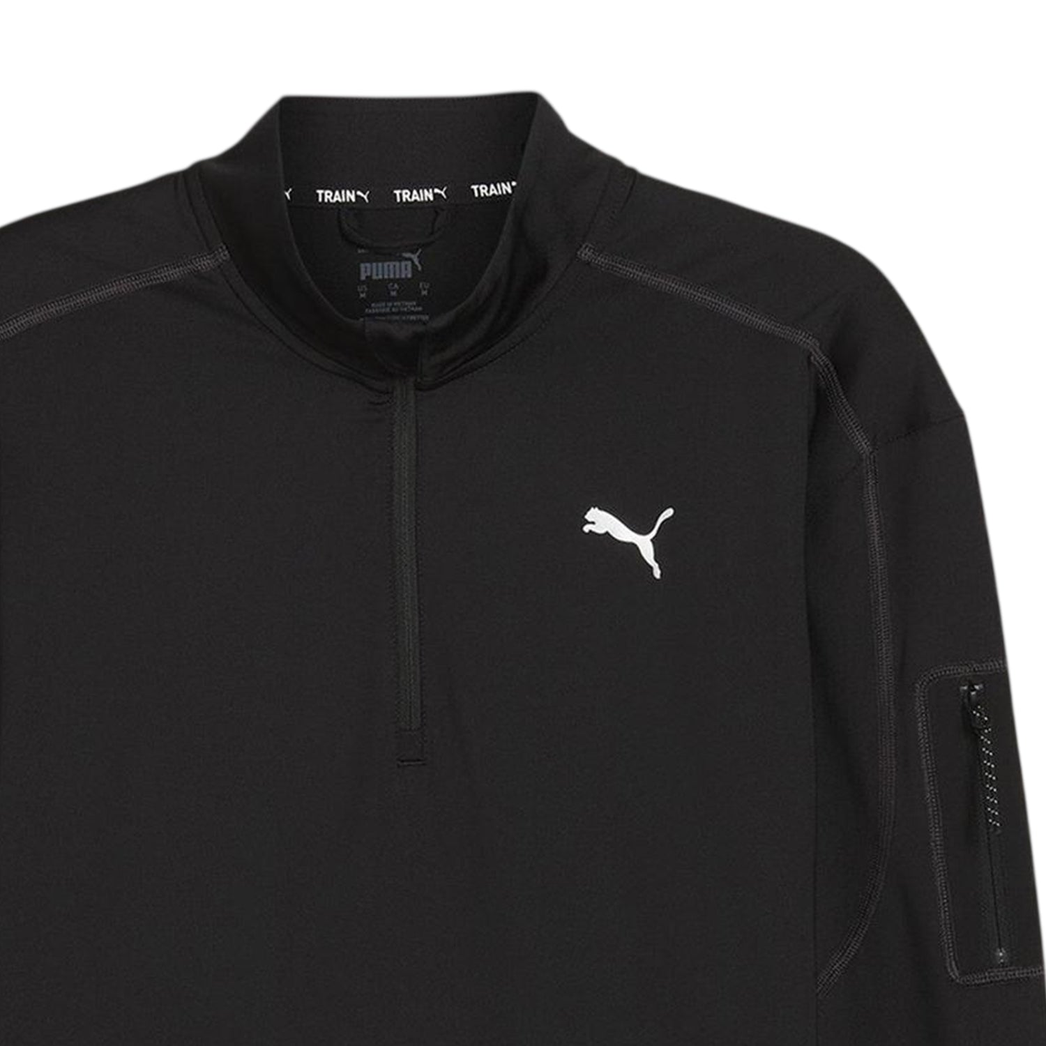 Black - Side - Puma Mens Cloudspun Quarter Zip Long-Sleeved Top