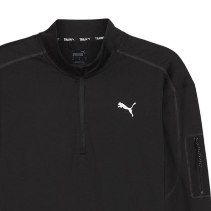 Black - Side - Puma Mens Cloudspun Quarter Zip Long-Sleeved Top