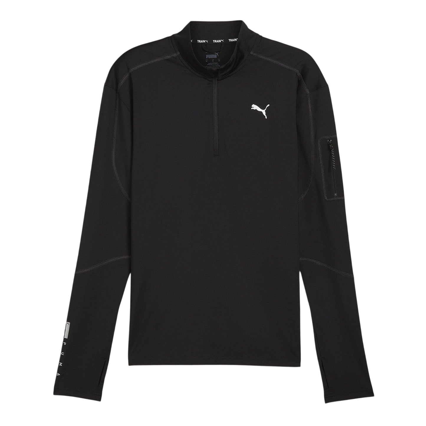 Black - Front - Puma Mens Cloudspun Quarter Zip Long-Sleeved Top