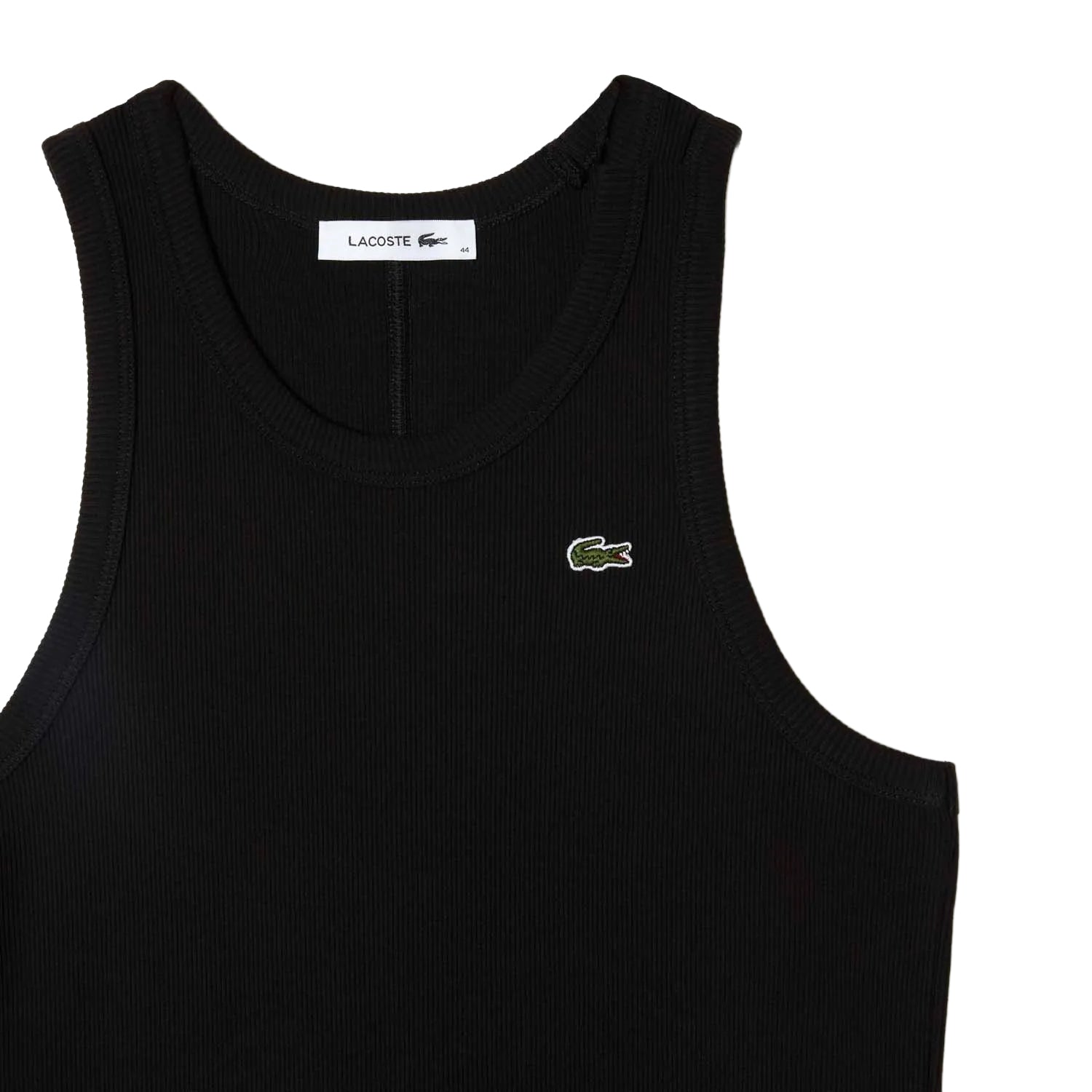 Black - Close up - Lacoste Womens-Ladies Organic Cotton Sleeveless Midi Dress