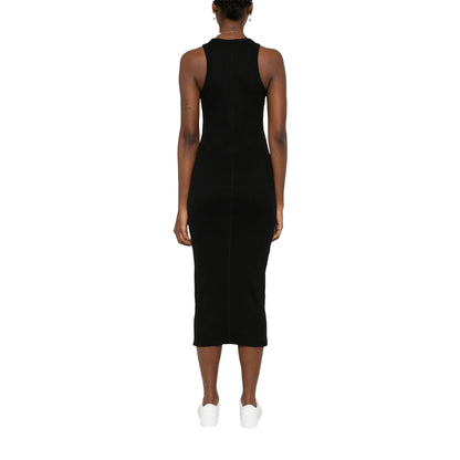 Black - Back - Lacoste Womens-Ladies Organic Cotton Sleeveless Midi Dress