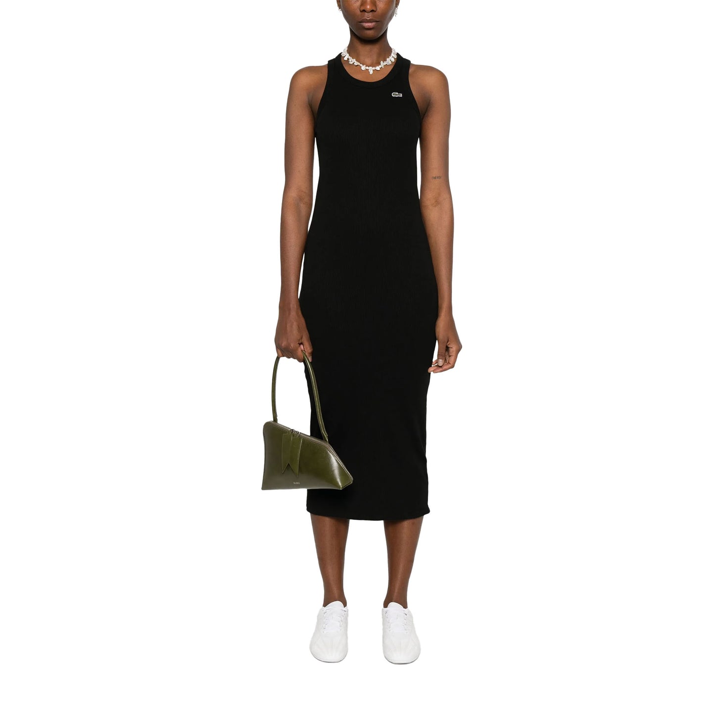 Black - Lifestyle - Lacoste Womens-Ladies Organic Cotton Sleeveless Midi Dress