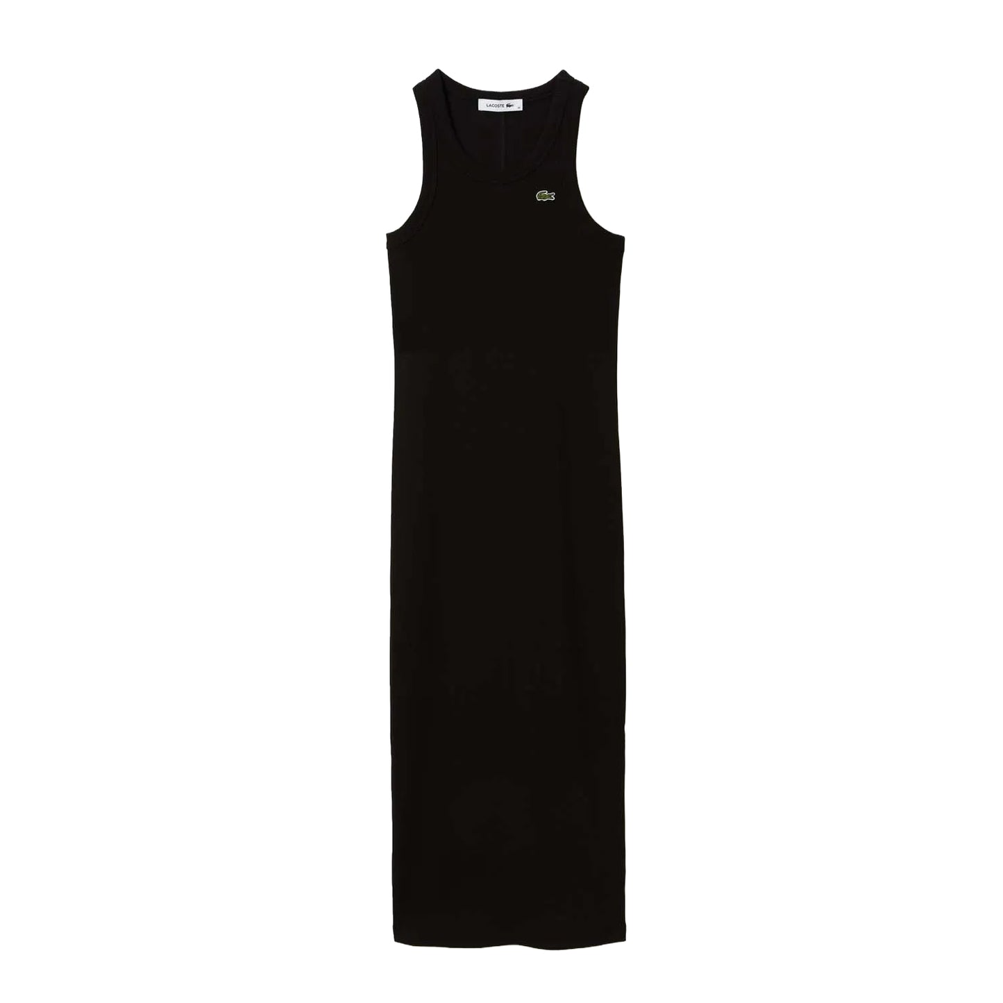 Black - Front - Lacoste Womens-Ladies Organic Cotton Sleeveless Midi Dress