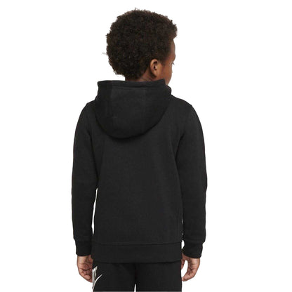 Black Print - Back - Nike Boys Club Hybrid Pullover Hoodie