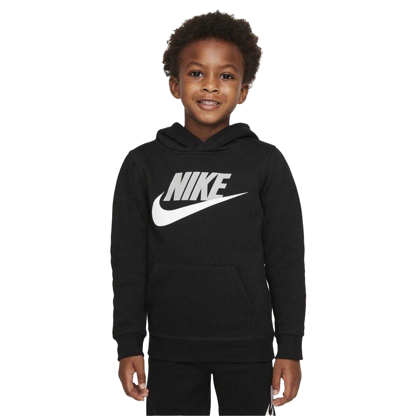 Black Print - Front - Nike Boys Club Hybrid Pullover Hoodie