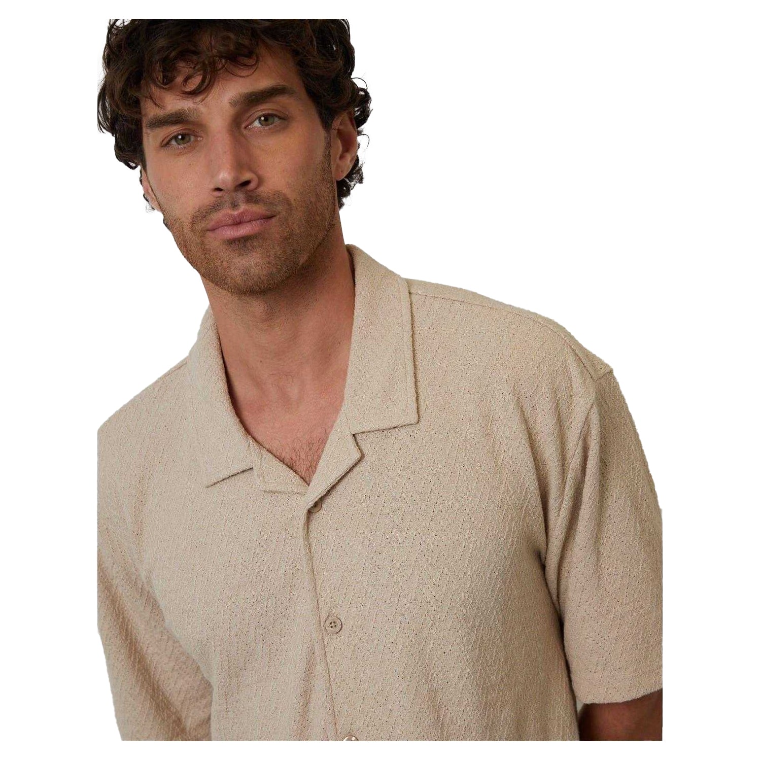 Stone - Side - Threadbare Mens Selkirk Relaxed Fit Shirt