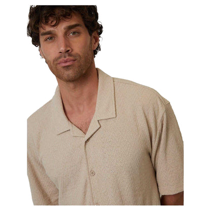 Stone - Side - Threadbare Mens Selkirk Relaxed Fit Shirt