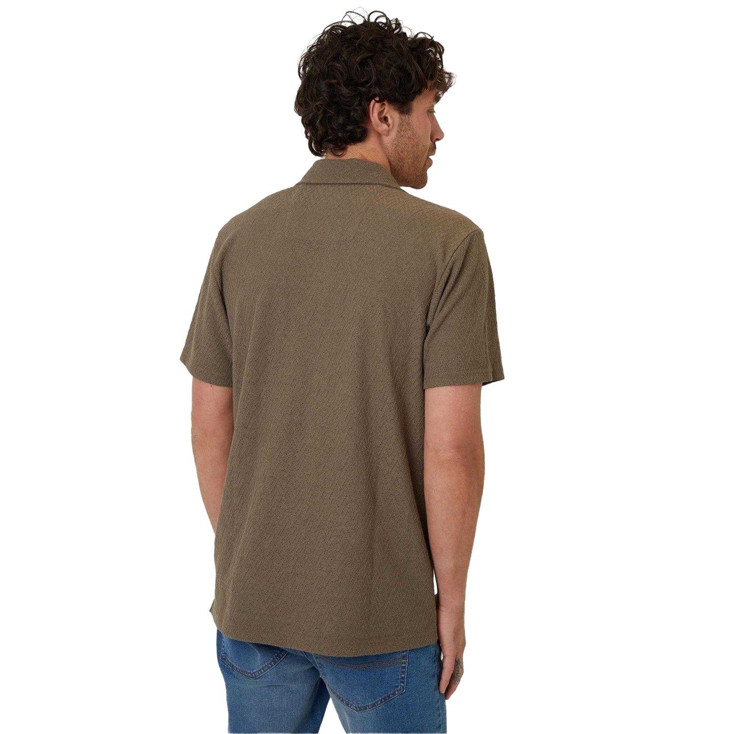 Khaki Green - Back - Threadbare Mens Selkirk Relaxed Fit Shirt