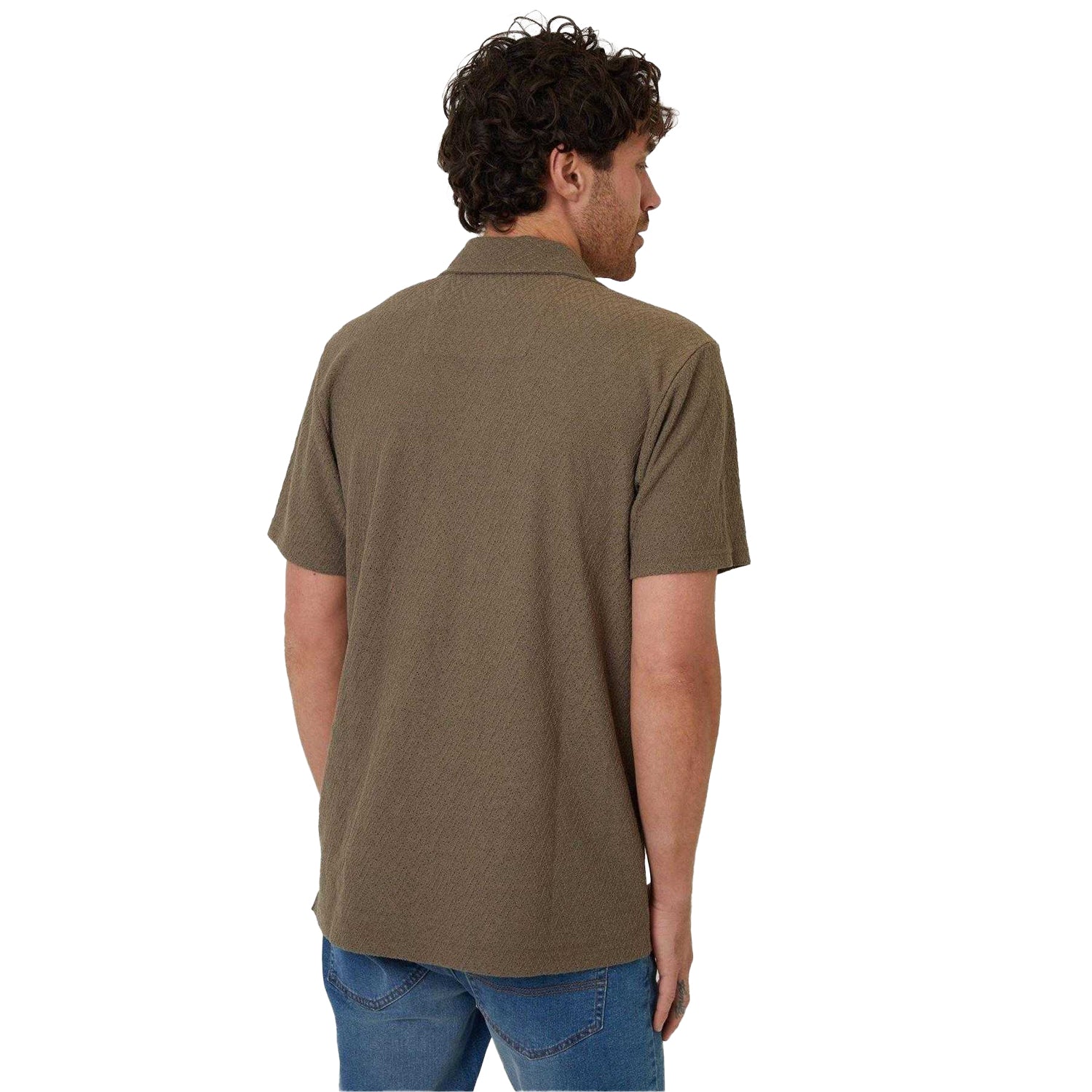 Khaki Green - Back - Threadbare Mens Selkirk Relaxed Fit Shirt