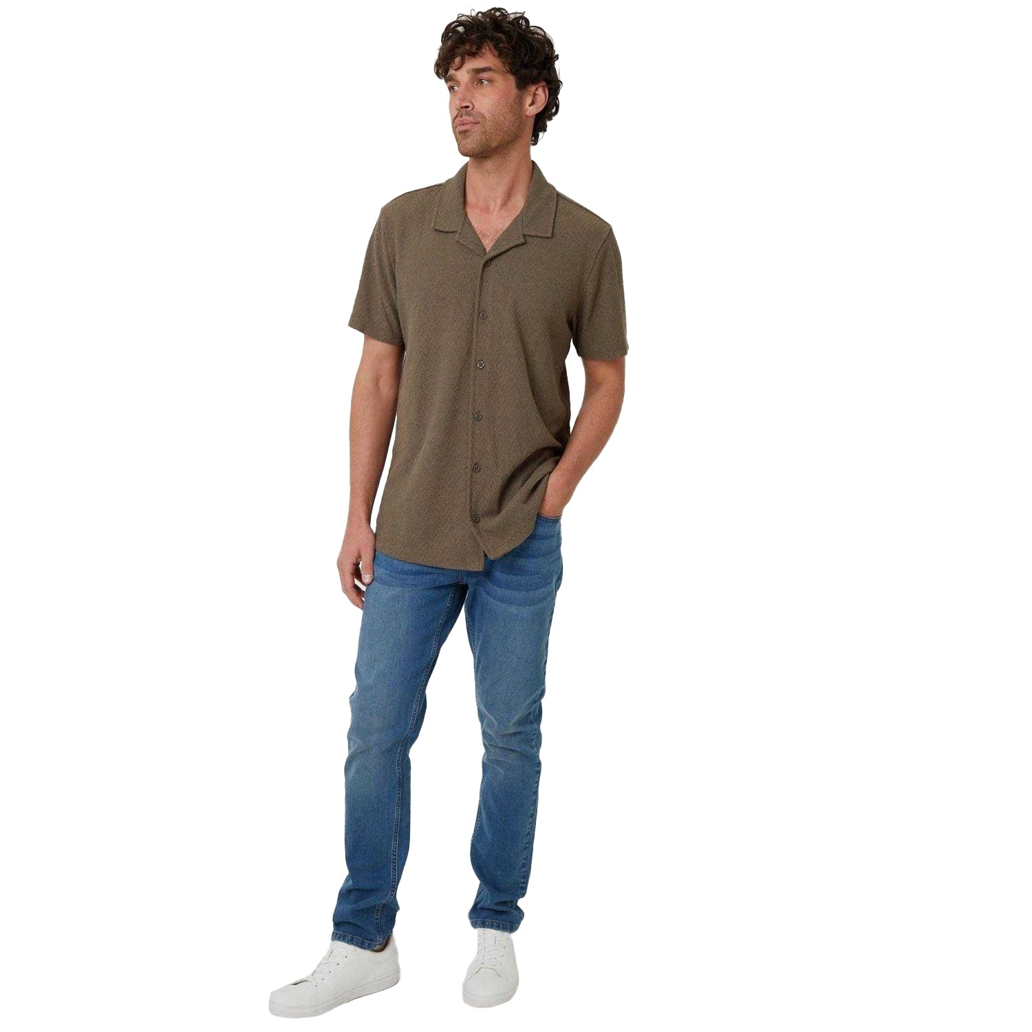 Khaki Green - Lifestyle - Threadbare Mens Selkirk Relaxed Fit Shirt