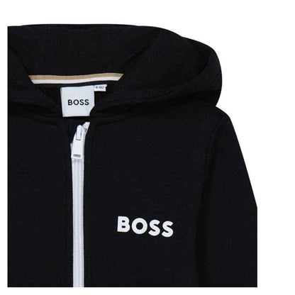 Black - Side - Boss Childrens-Kids Logo Full Zip Hoodie