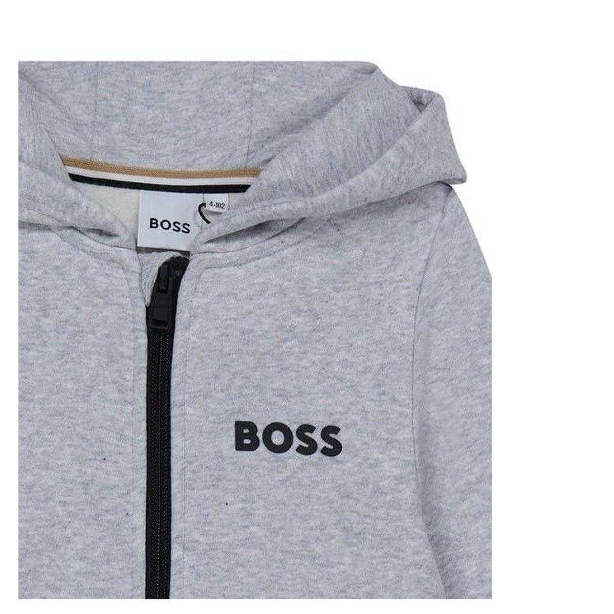 Grey - Side - Boss Childrens-Kids Logo Full Zip Hoodie
