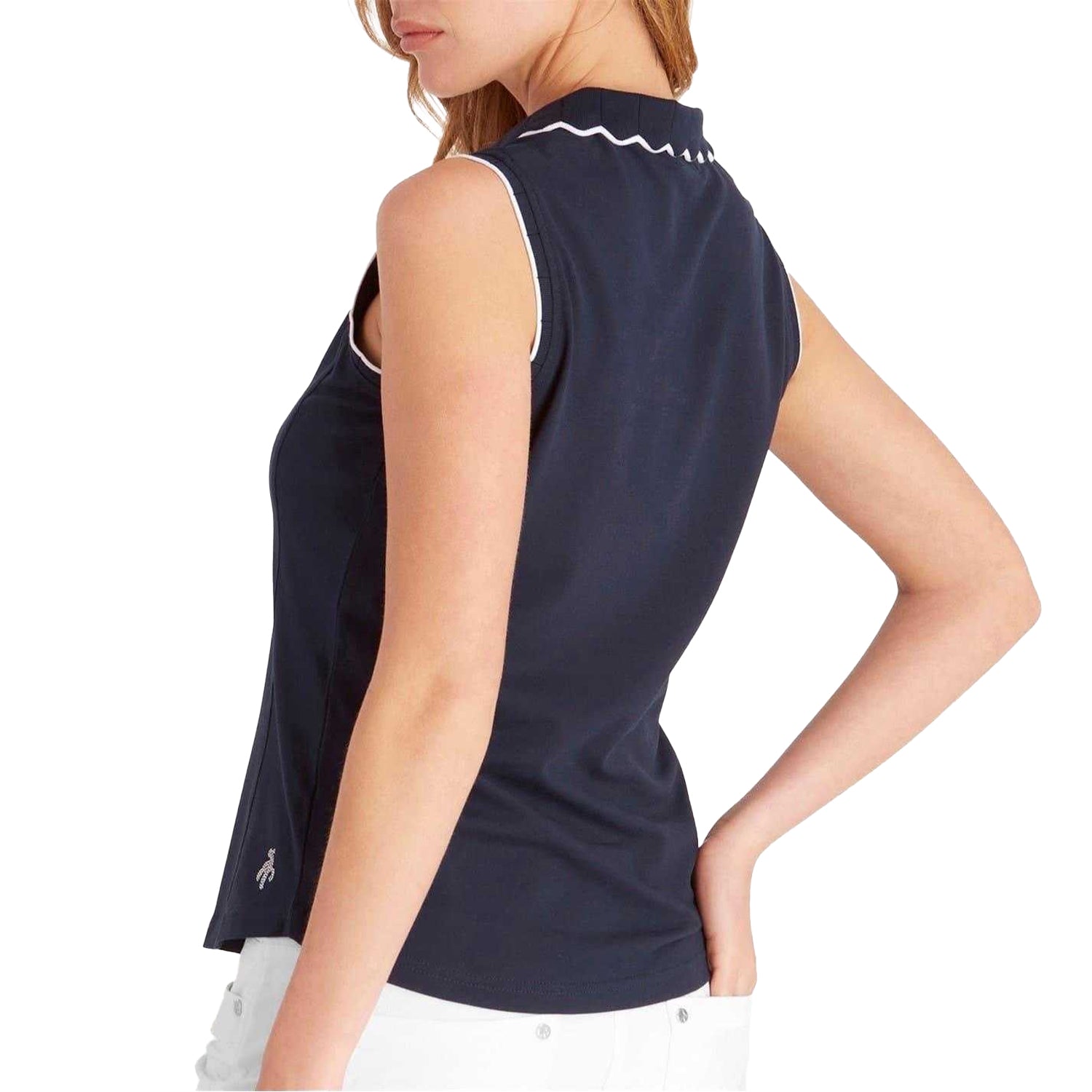 Navy - Back - Calvin Klein Womens-Ladies Green Lamb Nadia Sleeveless Polo Shirt