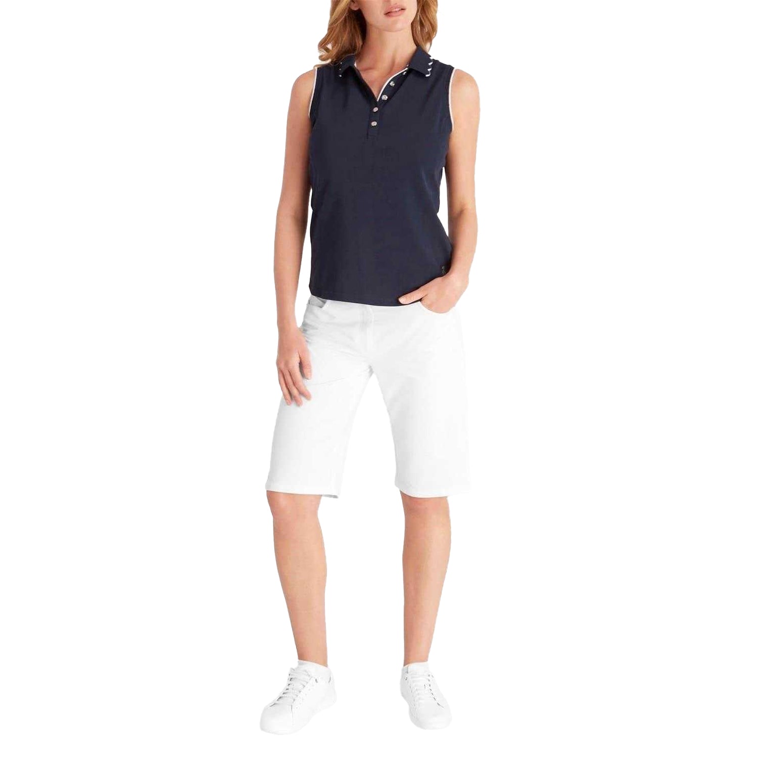 Navy - Lifestyle - Calvin Klein Womens-Ladies Green Lamb Nadia Sleeveless Polo Shirt