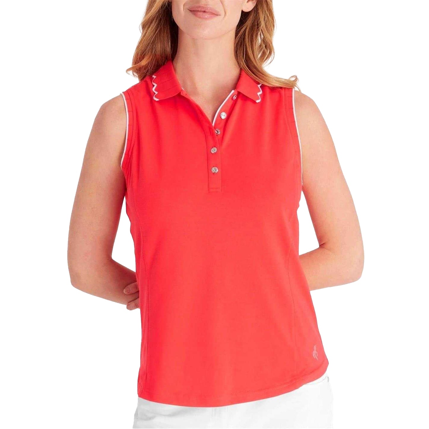 Poppy - Side - Calvin Klein Womens-Ladies Green Lamb Nadia Sleeveless Polo Shirt