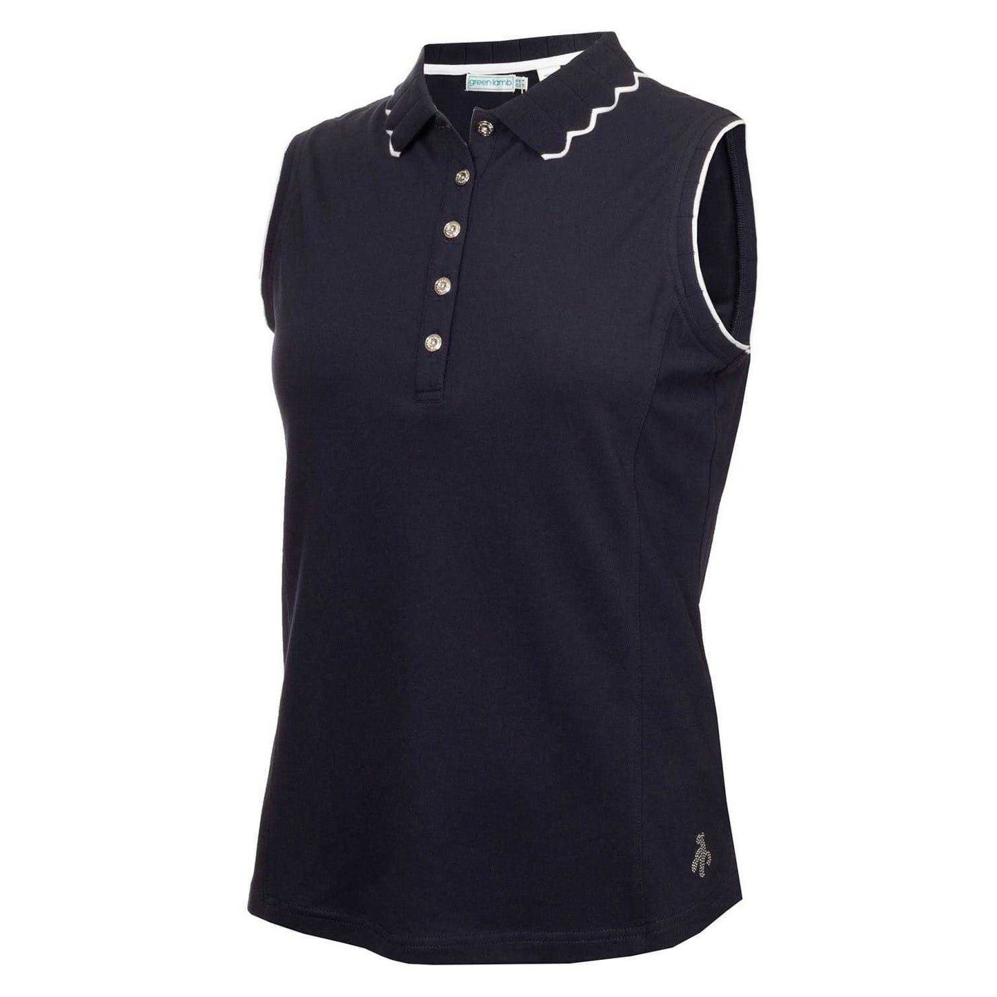 Navy - Front - Calvin Klein Womens-Ladies Green Lamb Nadia Sleeveless Polo Shirt