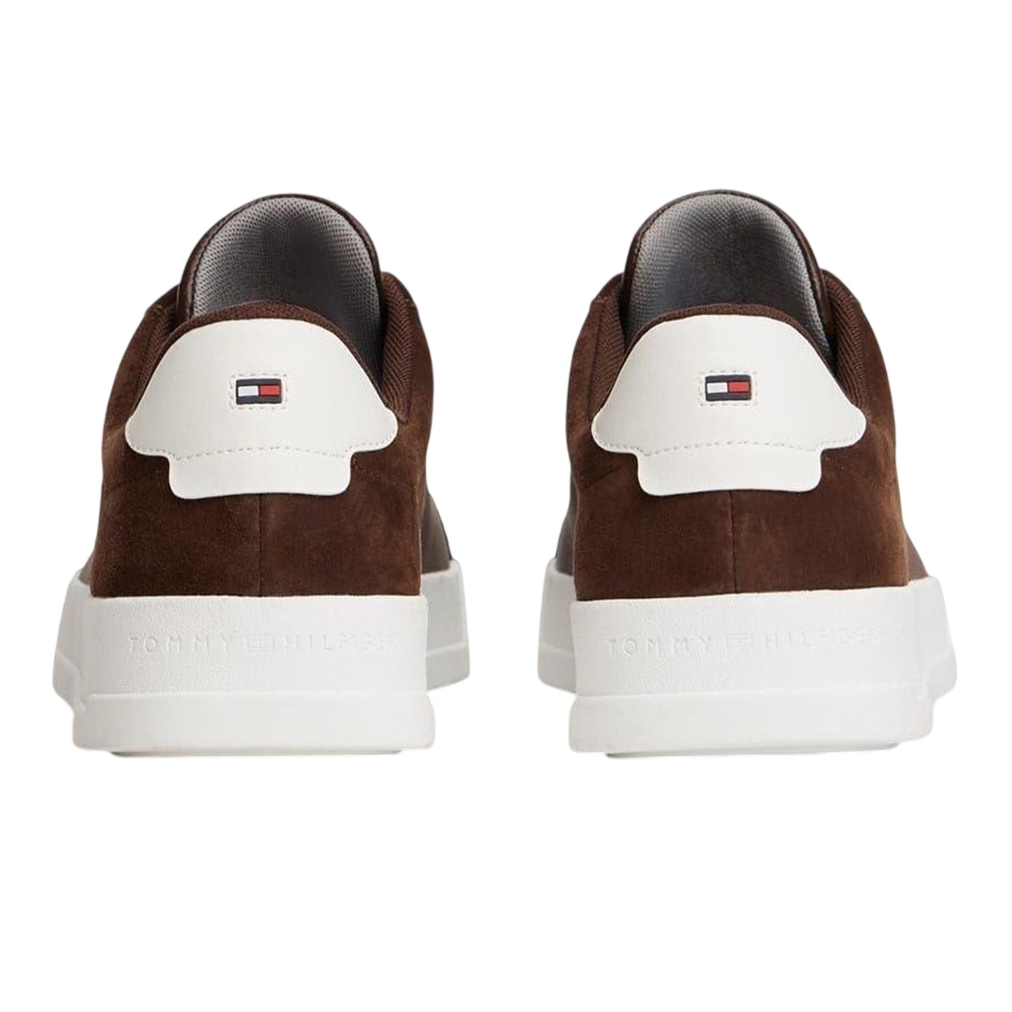 Cocoa-Grey - Back - Tommy Hilfiger Mens Nubuck Low Cut Flat Trainers