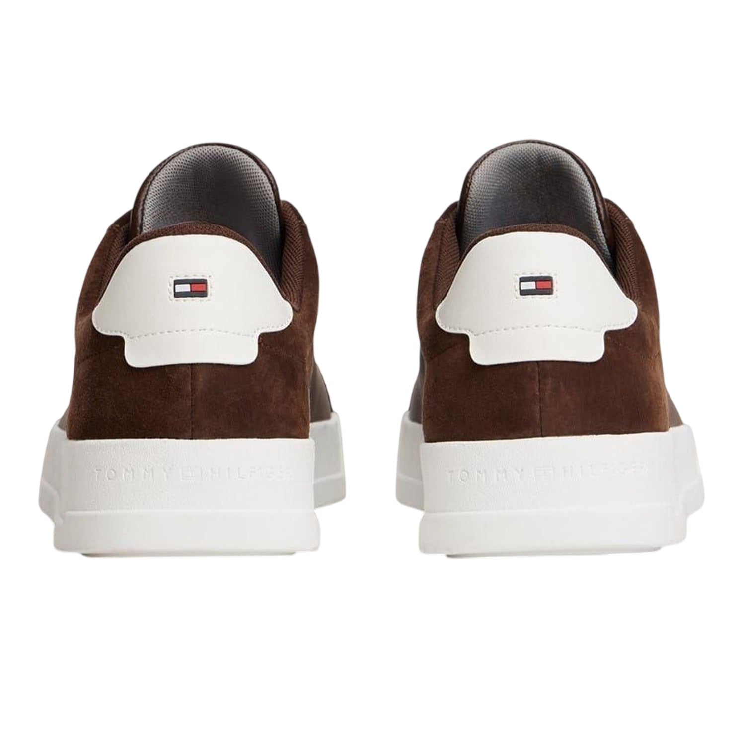 Cocoa-Grey - Back - Tommy Hilfiger Mens Nubuck Low Cut Flat Trainers