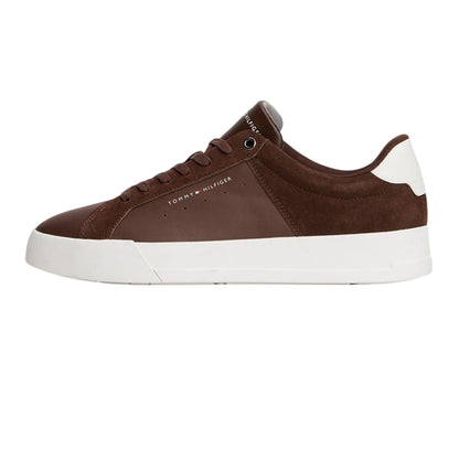 Cocoa-Grey - Side - Tommy Hilfiger Mens Nubuck Low Cut Flat Trainers