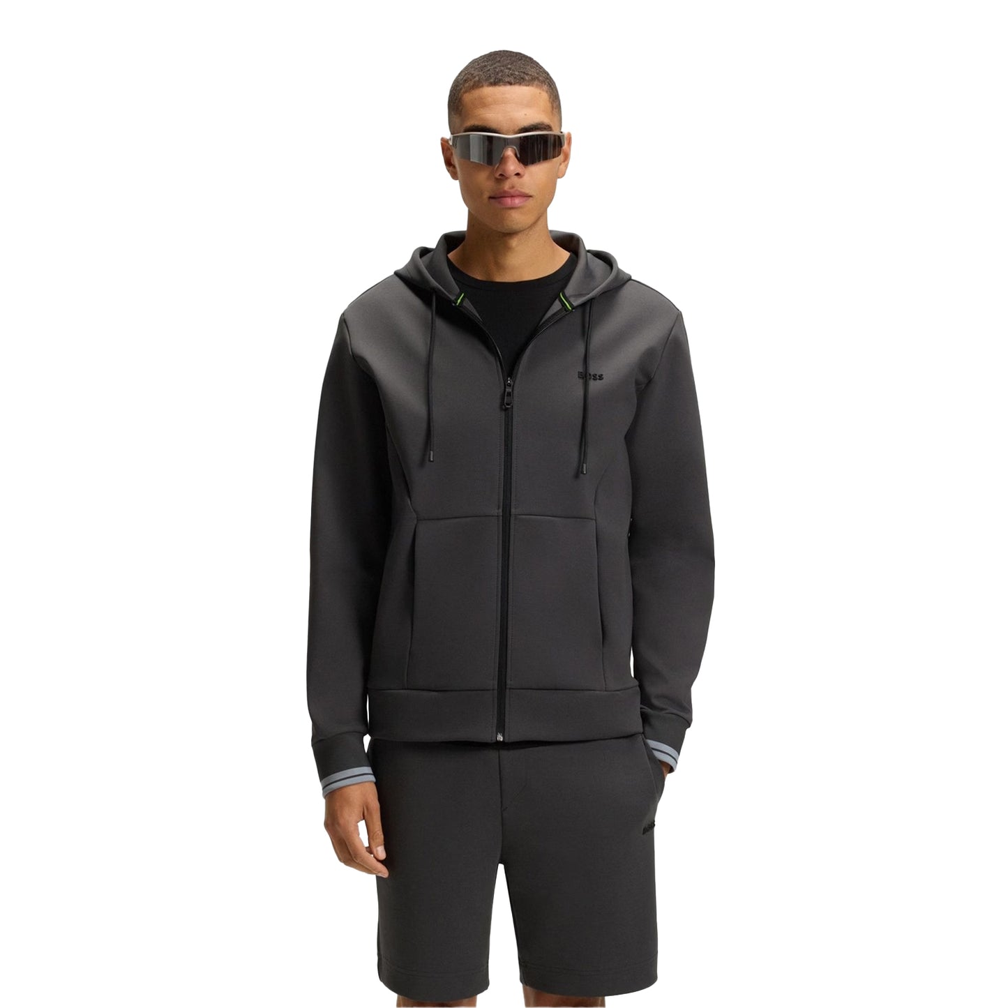 Dark Grey - Lifestyle - Boss Mens Stretch Sport Full Zip Hoodie